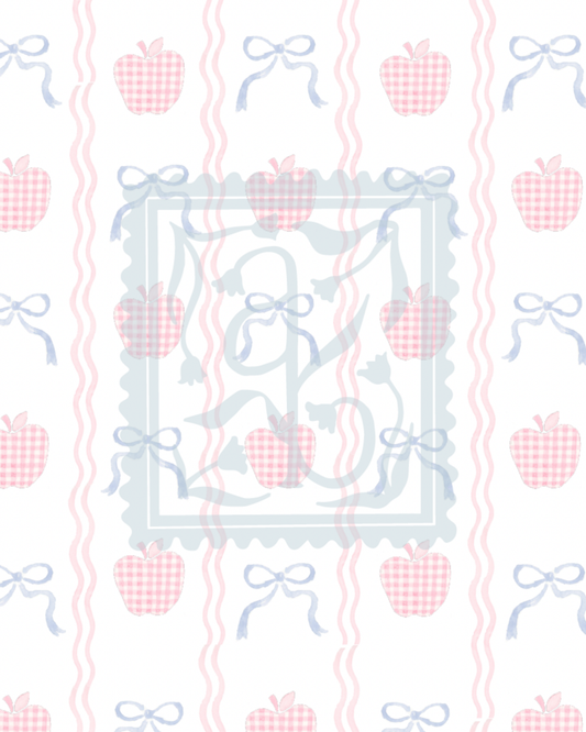 Gingham Apples Pattern in Pink