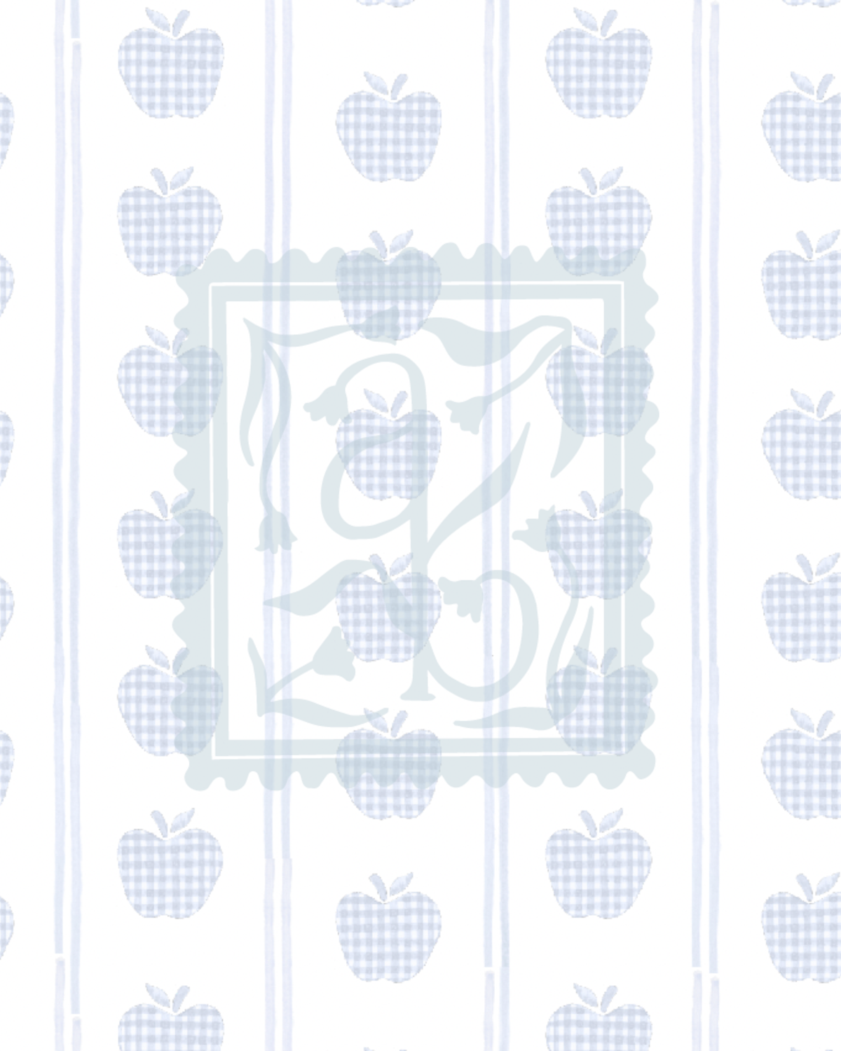 Gingham Apples Pattern in Blue