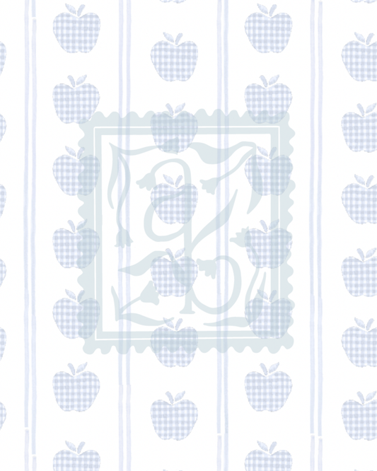 Gingham Apples Pattern in Blue