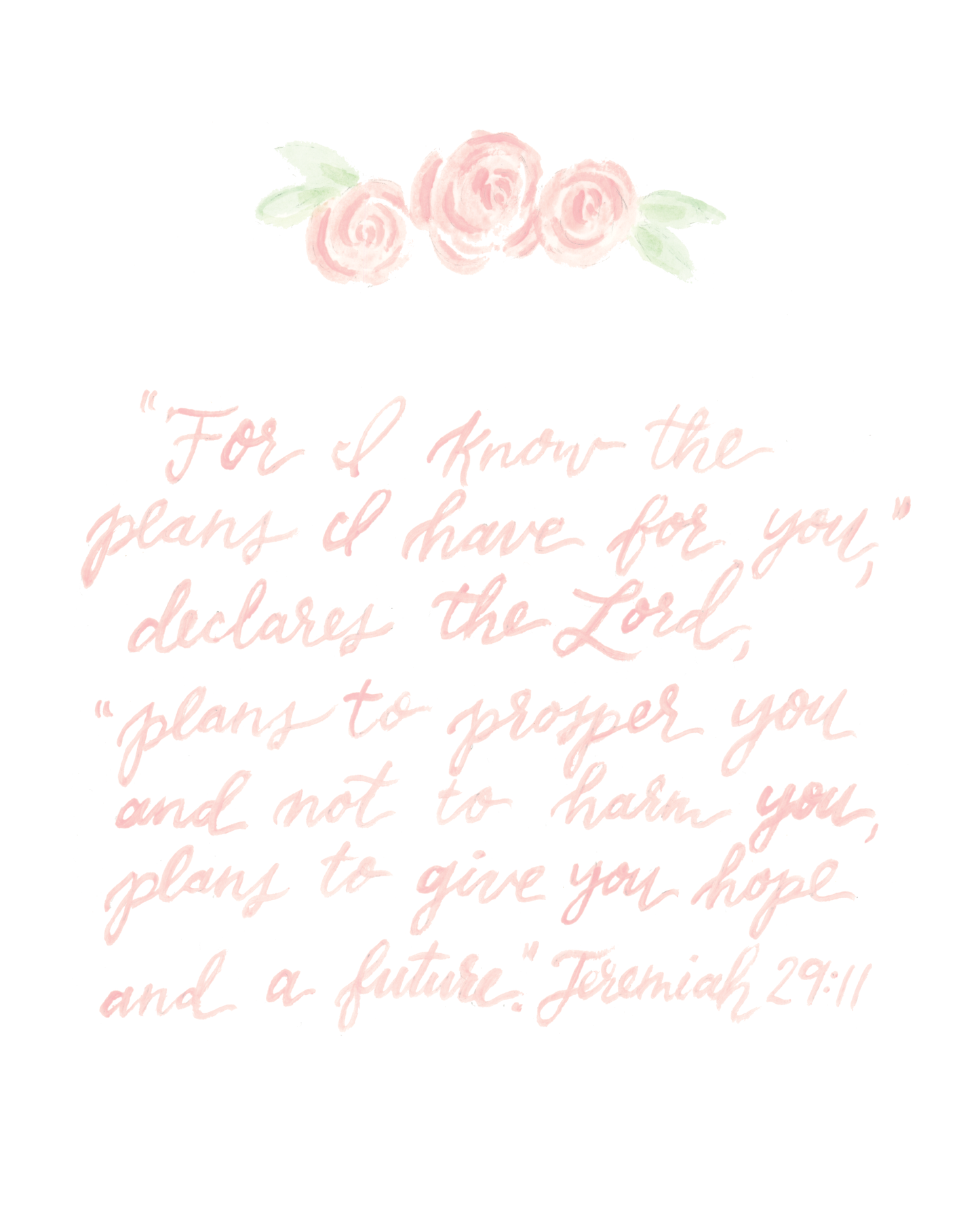Jeremiah 29:11 Art Print in Pink
