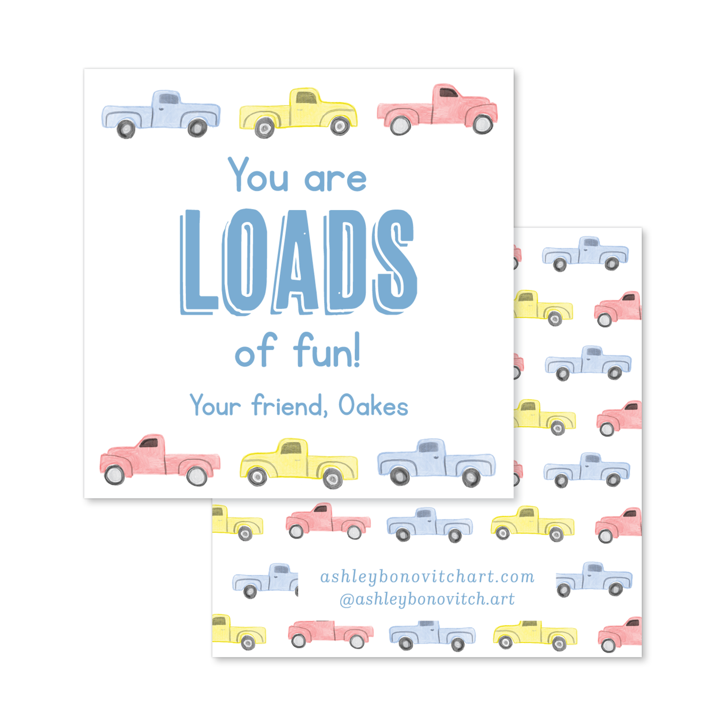 Loads of Fun Truck Valentines Tags