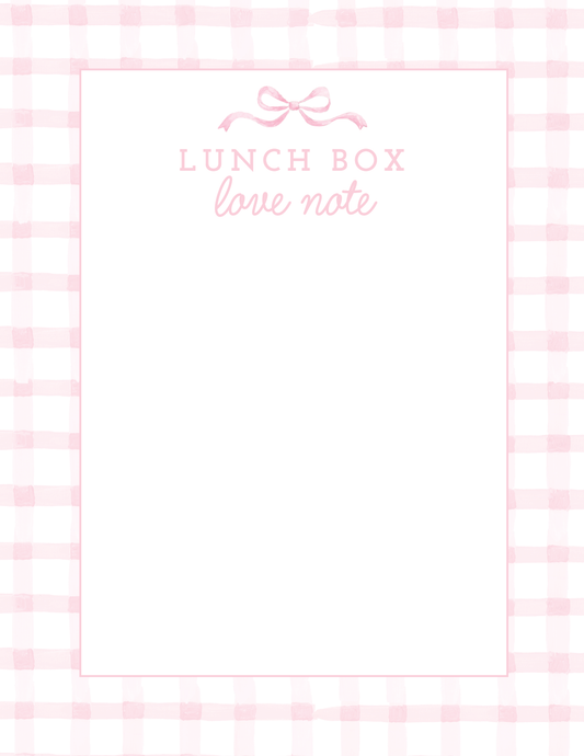 Lunchbox Love Notes Notepad - Pink Gingham
