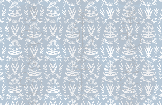 Dusty Blue Block Print Paper Placemats