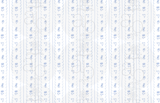 Blue and White Floral Stripes Paper Placemats