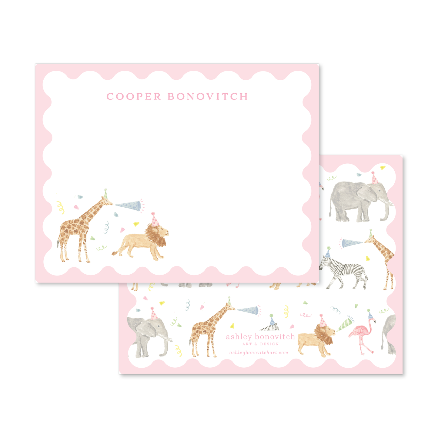 Party Animal Stationery Set in Pink