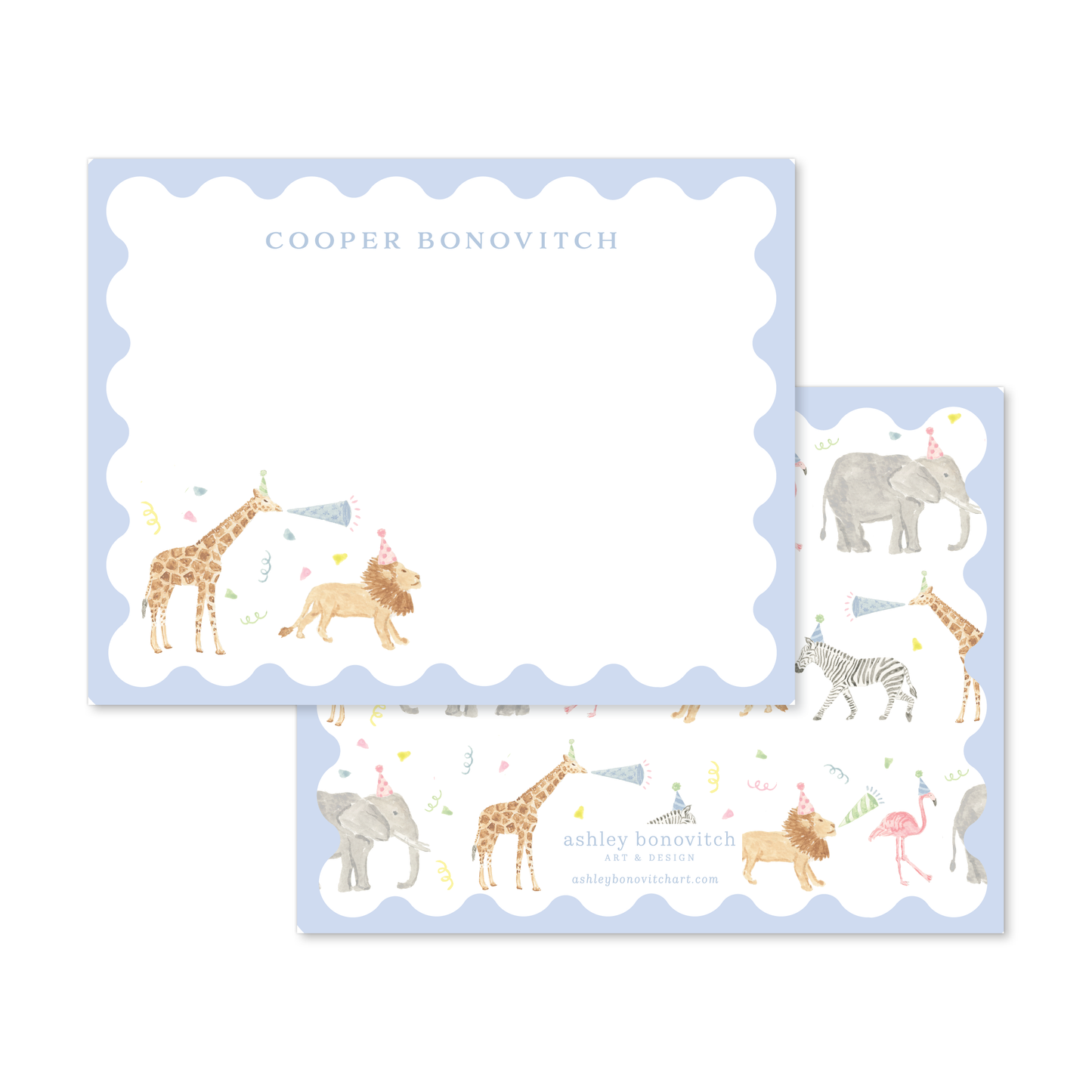 Party Animal Stationery Set in Blue