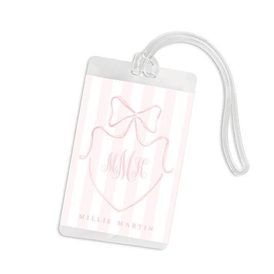 Pink Bow Crest Bag Tag