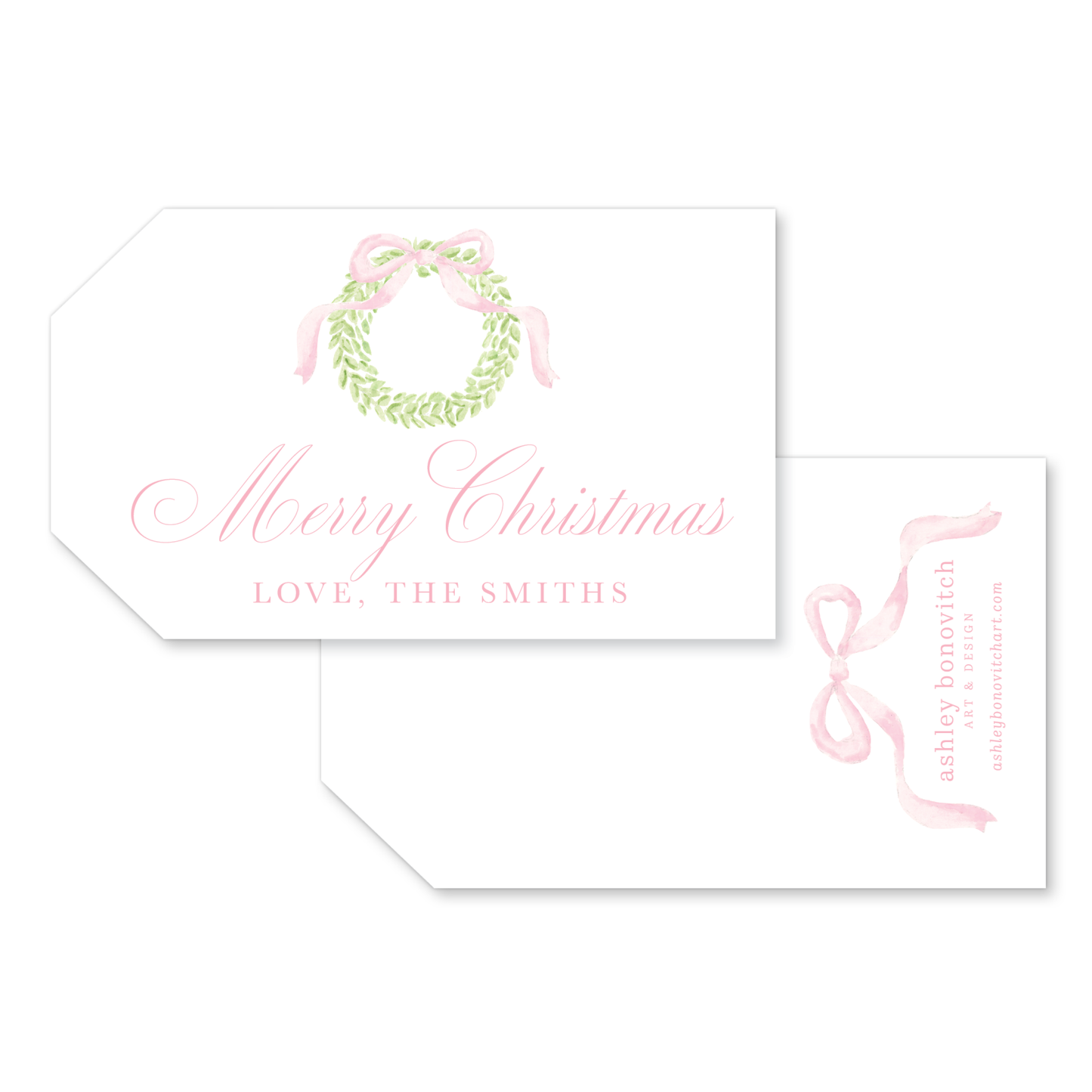 Pink Bow Wreath Gift Tags