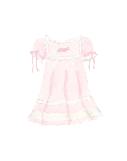 Heirloom Dress Nursery Print in Pink