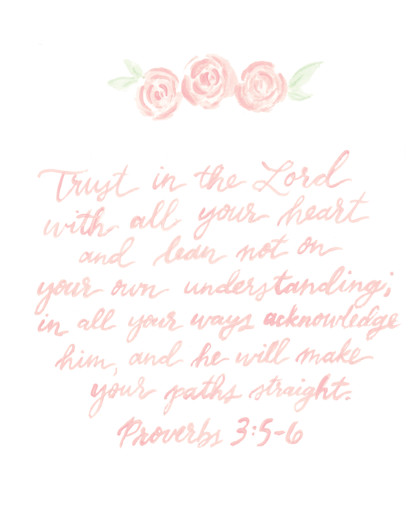 Proverbs 3:5-6 Art Print in Pink