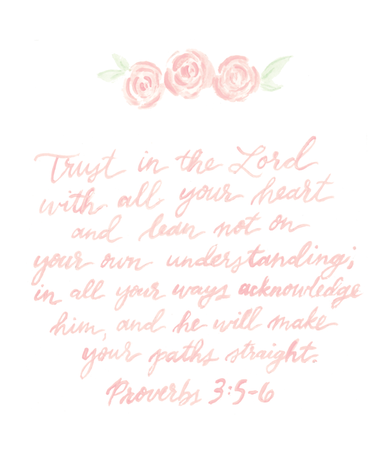 Proverbs 3:5-6 Art Print in Pink