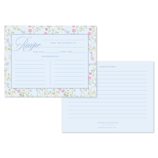 Recipe Cards in Blue Chinoiserie