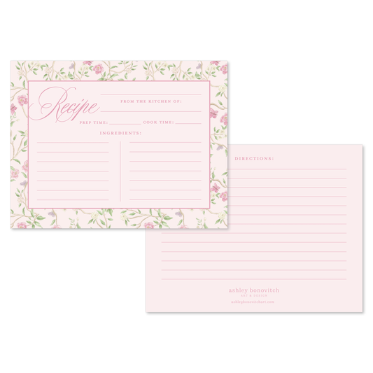Recipe Cards in Pink Chinoiserie