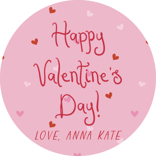 Round Valentine's Gift Stickers in Pink