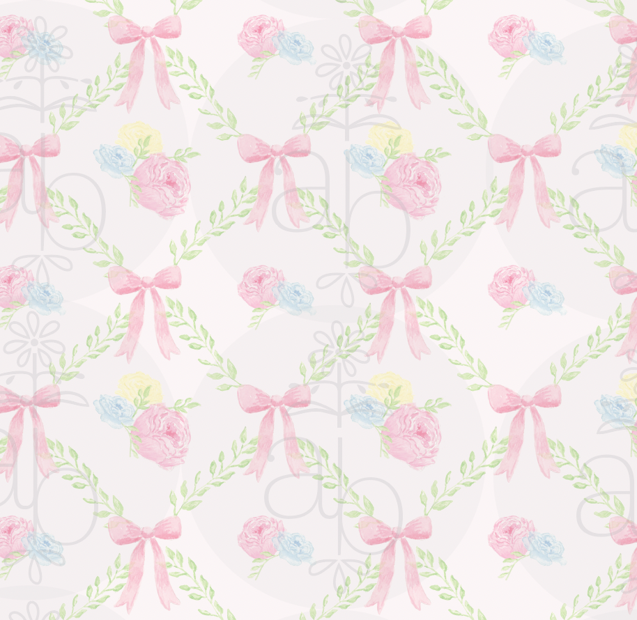 Pastel Floral Bow Trellis Pattern