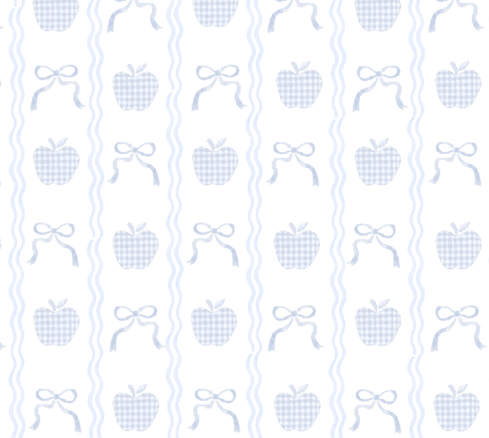 Gingham Apple Bows Pattern in Blue