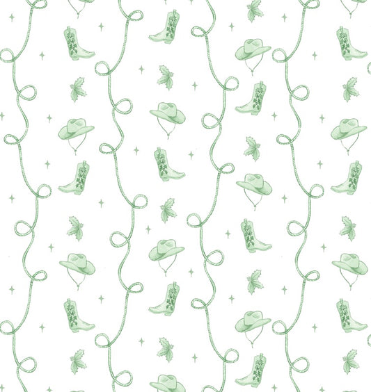 Western Christmas Wrapping Paper Sheets in Green -  PREORDER SHIPS NOV. 17TH
