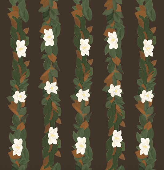 Magnolia Garland in Chocolate Wrapping Paper Sheets -  PREORDER SHIPS NOV. 17TH