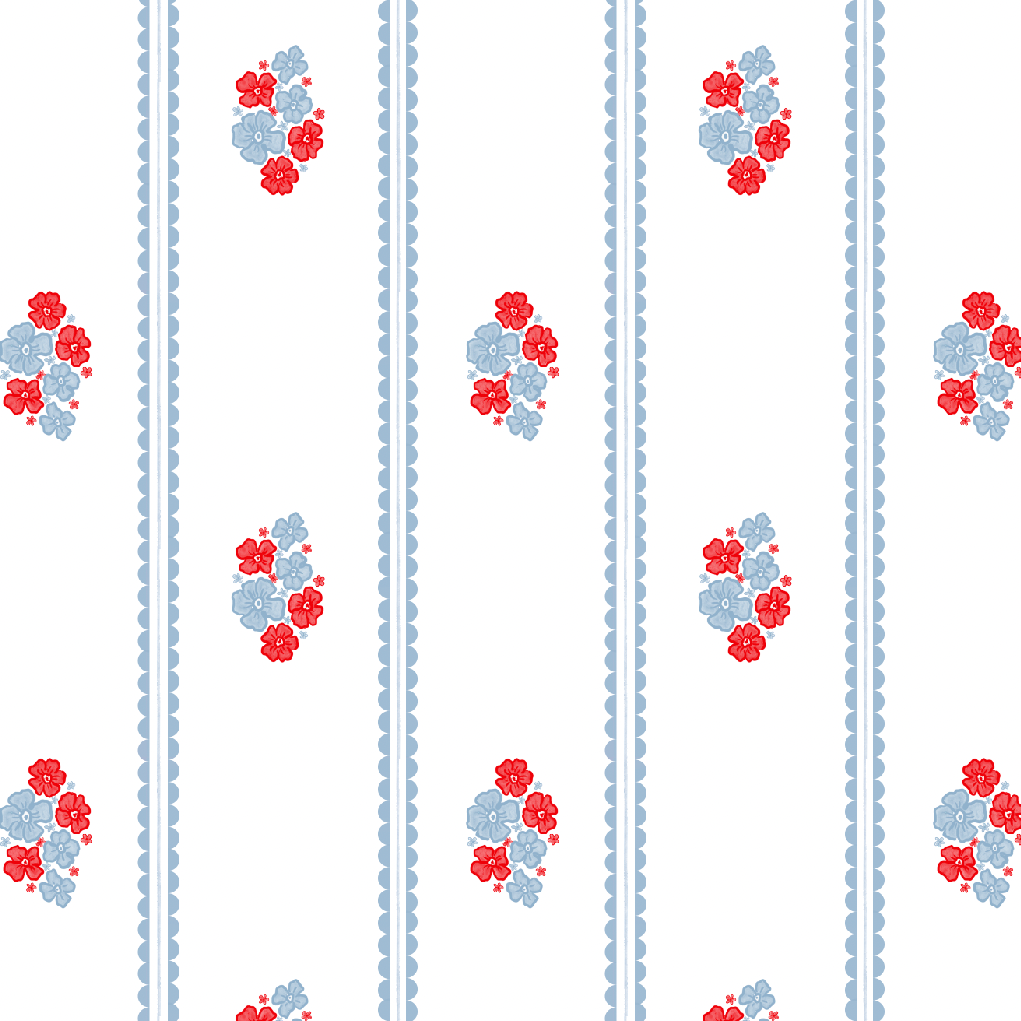 Patriotic Florals and Stripes Pattern