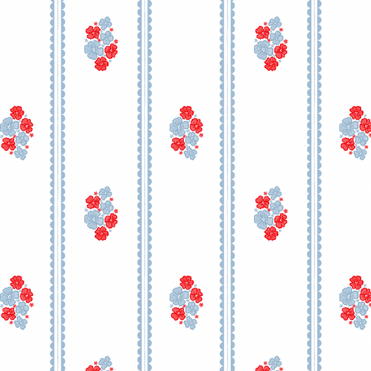 Patriotic Florals and Stripes Pattern