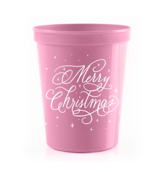 Merry Christmas Stadium Cups in Pink