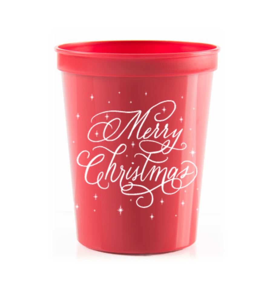 Merry Christmas Stadium Cups in Red