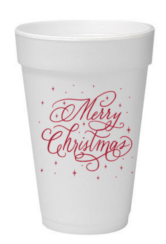 Merry Christmas Styrofoam Cups