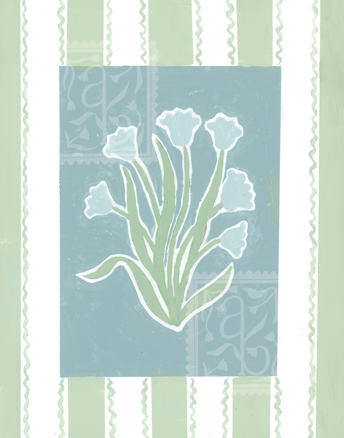 Signature Tulips Original Art Print in Light Sage