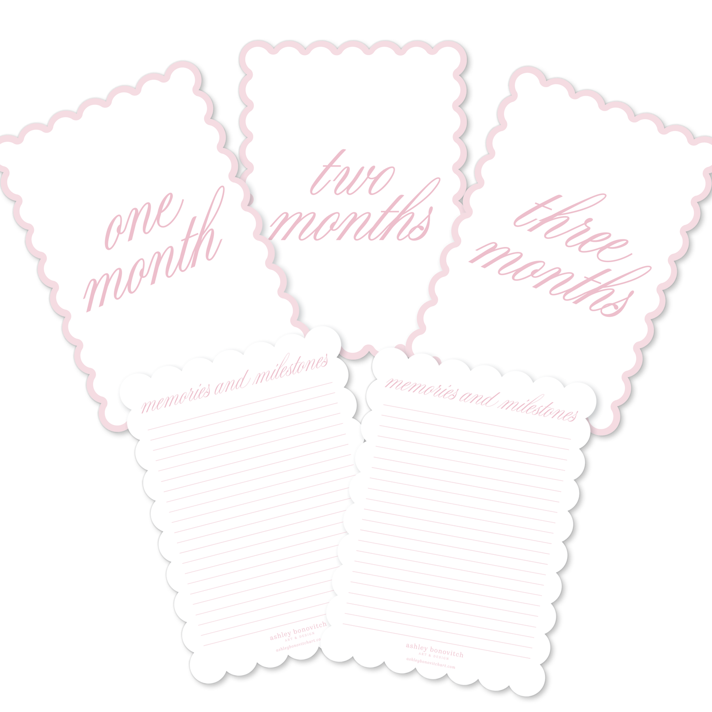 Monthly Milestone Cards in Pink Scallop