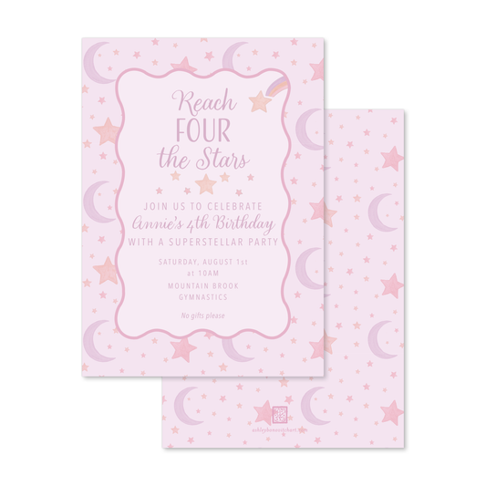 Outer Space Party Invitation in Pink