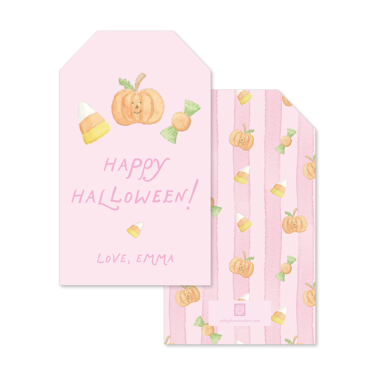 Spooky Stripes Hang Tags in Pink