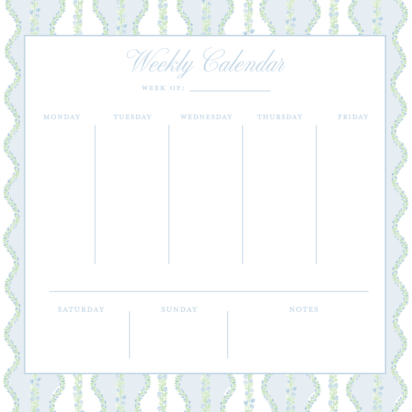 Weekly Calendar Notepad - Garden Party