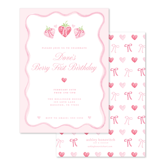 Berry Sweet Heart Party Invitations