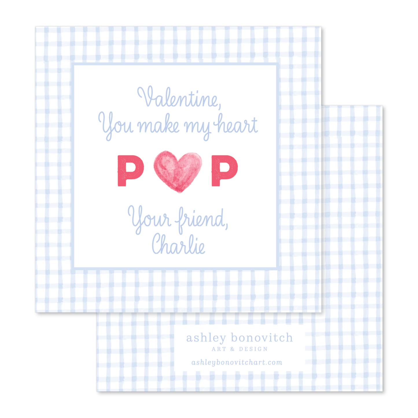 Heart POP Valentines Tags in Blue