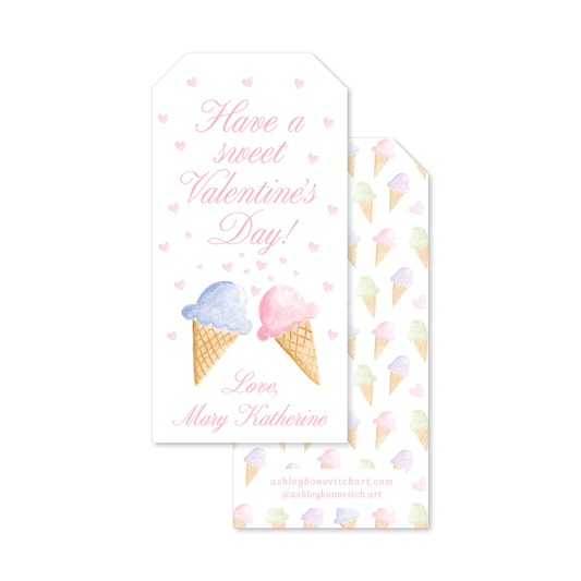 Ice Cream Valentines Tags