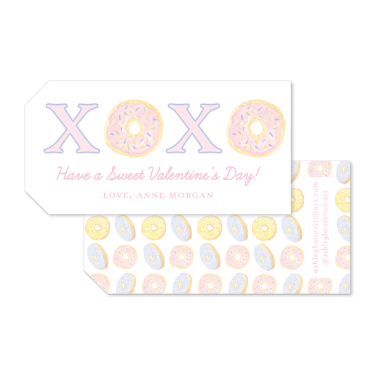 XOXO Donuts Valentines Tags in Pink