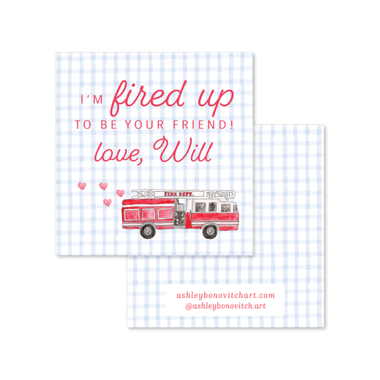 Fire Truck Valentines Tags
