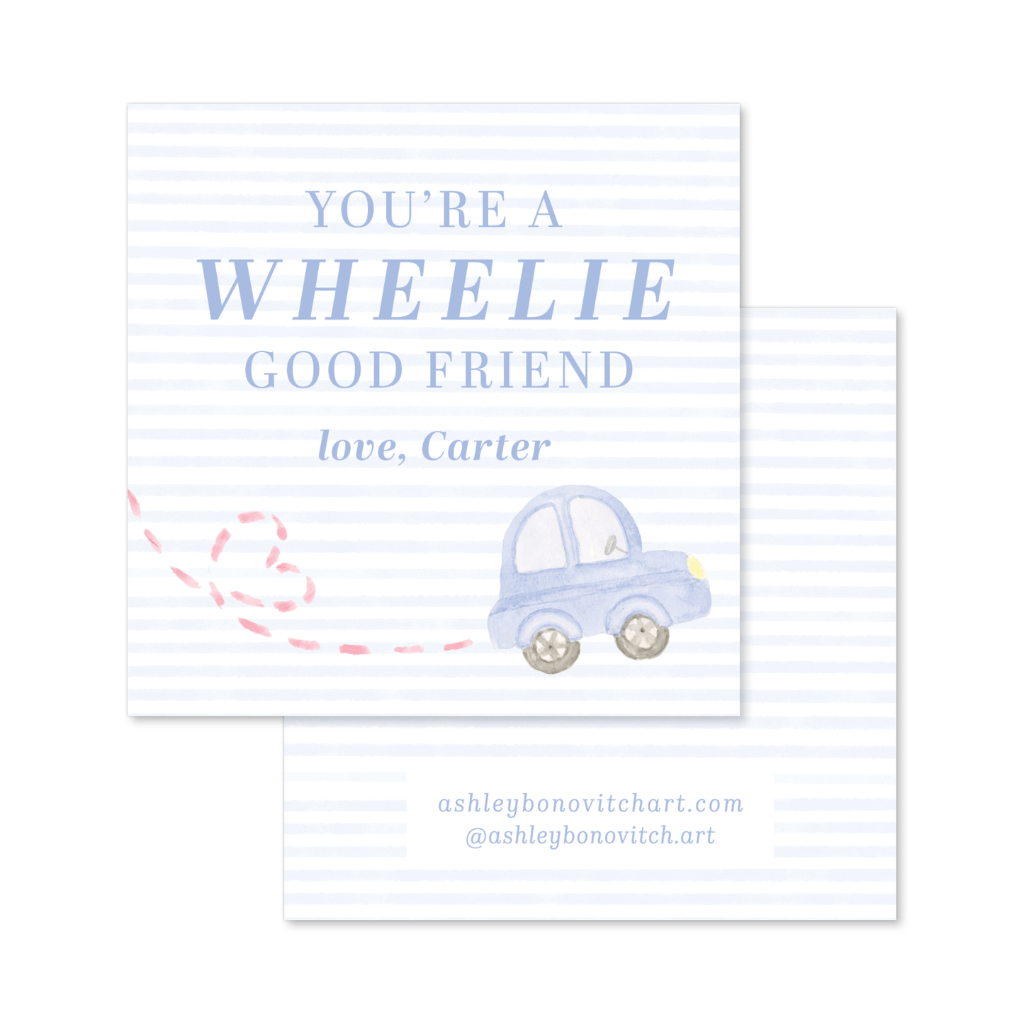 Wheelie Good Friend Car Valentines Tags