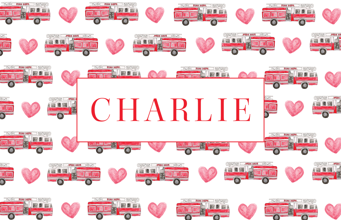 Valentines Fire Truck Placemat
