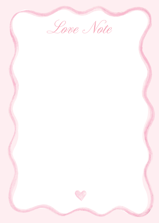 Wavy Pink Love Note Notepad