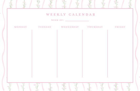 Weekly Calendar Notepad - Floral Vines