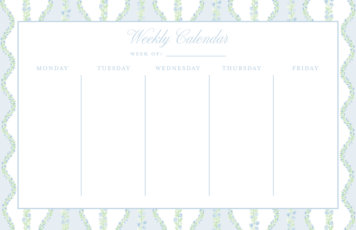 Weekly Calendar Notepad - Garden Party