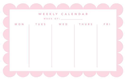 Weekly Calendar Notepad - Pink Scallop