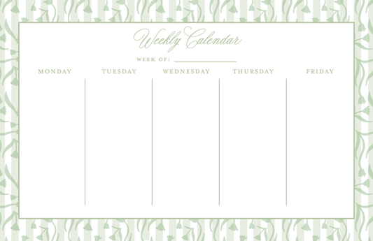 Weekly Calendar Notepad - Signature Floral in Sage