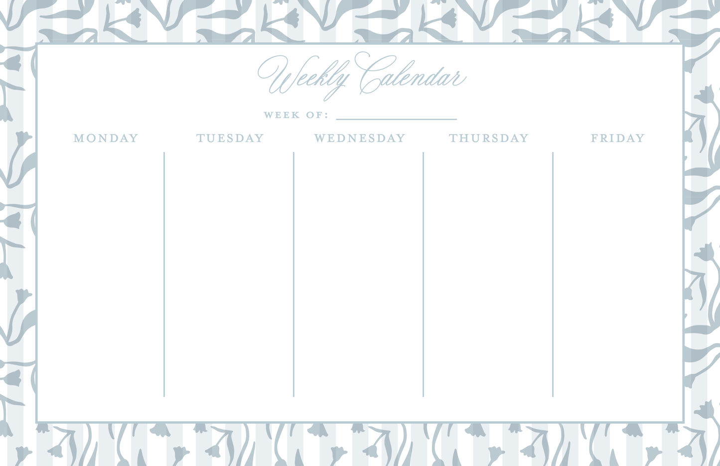 Weekly Calendar Notepad - Signature Floral in Blue