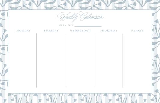 Weekly Calendar Notepad - Signature Floral in Blue