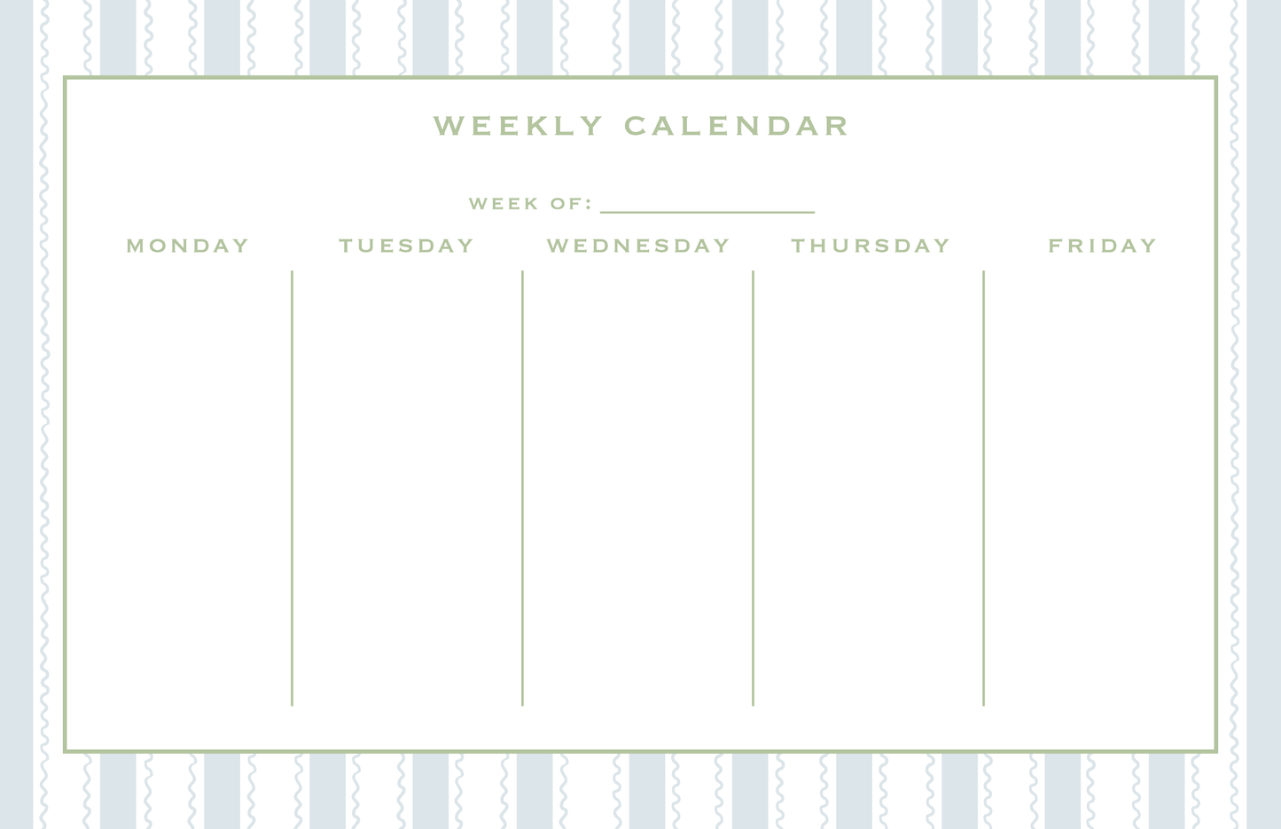 Weekly Calendar Notepad - Signature Stripes in Blue