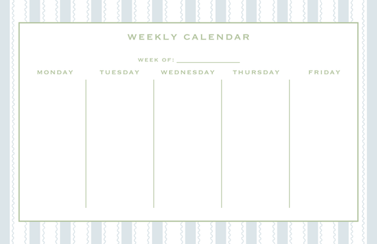 Weekly Calendar Notepad - Signature Stripes in Blue
