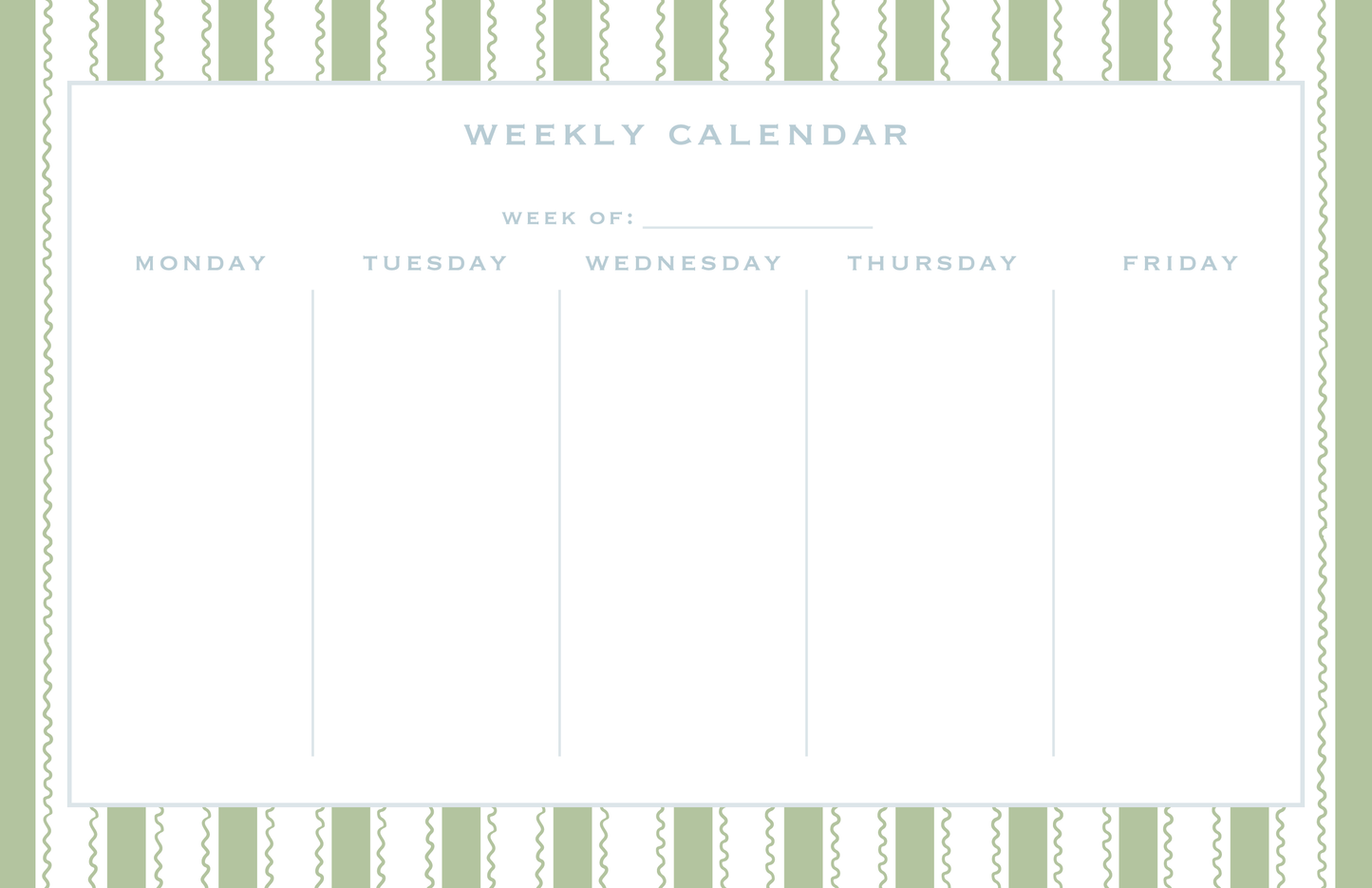 Weekly Calendar Notepad - Signature Stripes in Sage