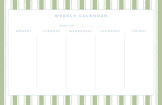 Weekly Calendar Notepad - Signature Stripes in Sage